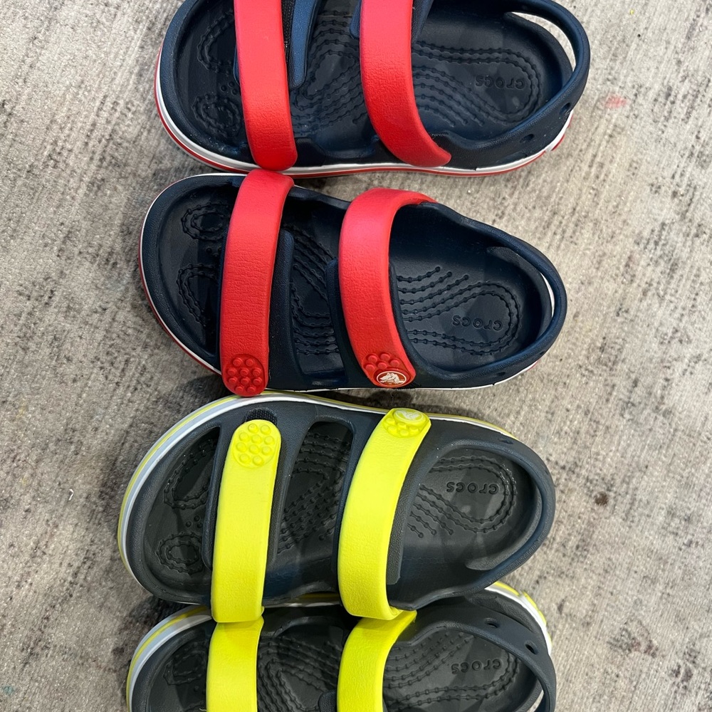 CROCS Kids' Sandals - TWO PAIRS. Size 7. Unisex